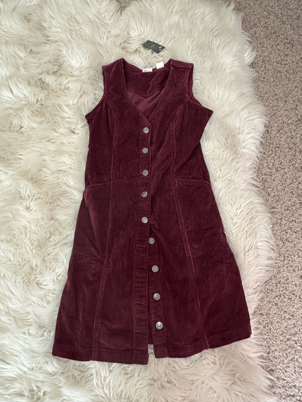 NWT Levi's Sleeveless Corduroy Midi Dress in Burgundy